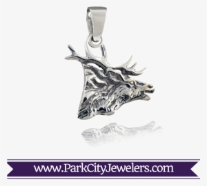 Sterling Silver Elk Head Pendant - Snowflake Necklace Gold Diamond
