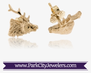 Small Elk Stud Earrings - Snowflake Necklace Gold Diamond