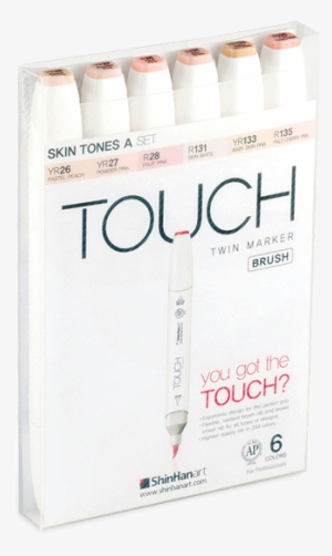 Shinhan Touch Twin Brush Marker Set Of 6 Skin Tones - Shinhan Touch Twin Art Markers Flexible Brush / Medium