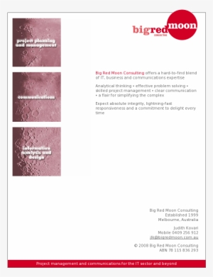 Big Red Moon Consulting Website History - Brochure