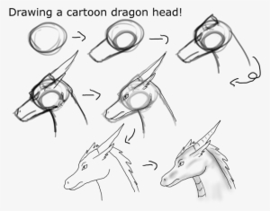 Black And White Download A Cartoon Dragon Head - Draw Dragons Head Step By Step