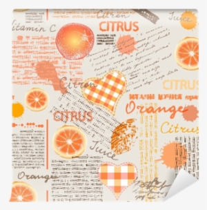Imitation Of Halftone Newspaper With Citrus And Oranges - Citrus × Sinensis