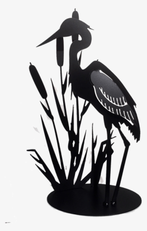 Heron In Cattails - Cattail