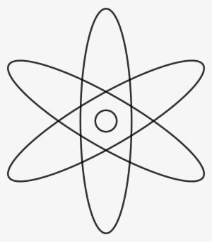 Atom, Atomic Nucleus, Science, Symbol, Radioactive - Black And White Science Clip Art