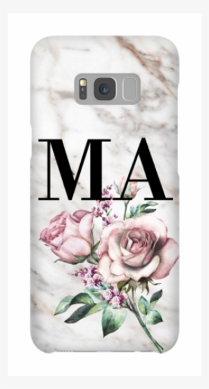 Personalised Floral Rose X Marble Initials Samsung - Samsung Galaxy S9+