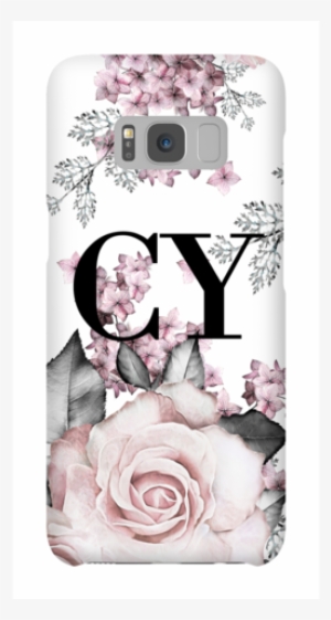 Personalised Pink Floral Rose Initials Samsung Galaxy - Mobile Phone