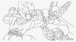 Vector Free Stock Goku Ssj Full Power Vs Cell Perfecto - Goku Vs Cell Drawing