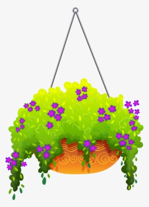 Pot Plant Clipart Flower Basket - Clipart Hanging Flower Basket