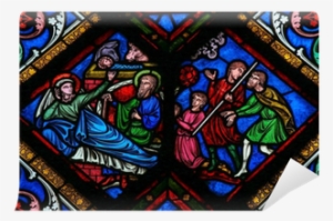Nativity Scene At Christmas - Stained Glass