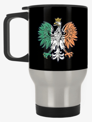 Irish Flag Polish Eagle Silver Stainless Travel Mug - Polish