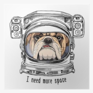 Bulldog Portrait In A Astronaut's Helmet - Astronaut Bulldog