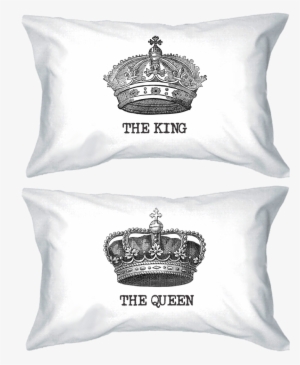 King & Queen Crown Matching Couple Pillowcases - 'king. The Queen' Bold Statement Standard Pillowcases,