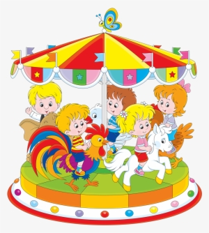 Parks & Recreation Kids, Children, Carousel Horses, - เด็ก เล่น ม้า หมุน การ์ตูน