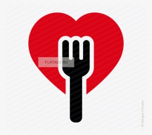 Vector Icon Of Heart With Fork Inside - Healthy Food Vector Png