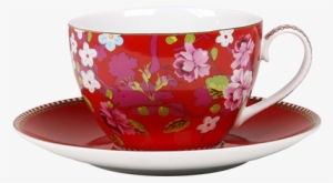 Cup And Saucer Transparent - Pip Studio Cappuccinotasse Chinese Rose