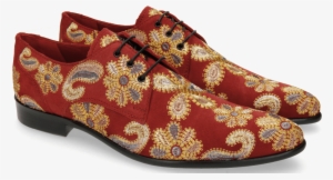 Derby Shoes Toni 1 Suede Red Embrodery Paisley