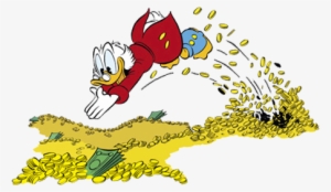 Uncle Scrooge Mcduck Wolpeyper With Anime Entitled - Scrooge Jumps Into Money