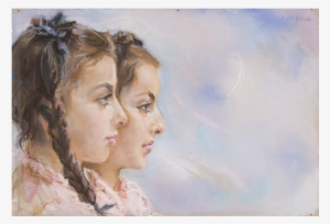 Ritratto Di Due Fanciulle - Watercolor Paint