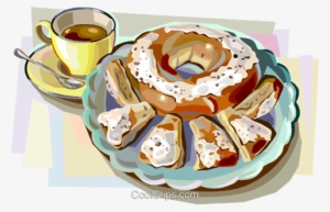 Danish Pastry With Coffee Royalty Free Vector Clip - Tea And Cake Clip Art