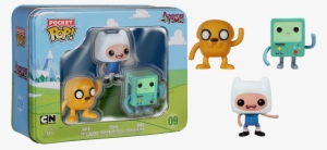 Jake, Finn And Bmo Pocket Pop Vinyl 3-pack Tin - Figurine Pop Adventure Time