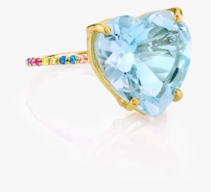 Blue Topaz And Rainbow Heart Ring - Ring
