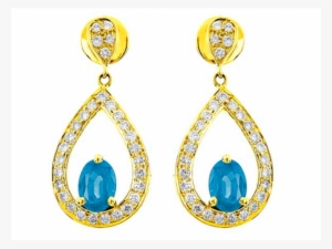 Blue Topaz And Diamond Earrings In 18k Yellow Gold - Topaz