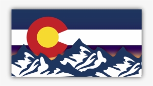 Colorado Flag Mountains Sunset Bumper Sticker - Colorado