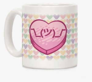 shrug emoticon conversation heart coffee mug - generic shrug emoticon conversation heart white