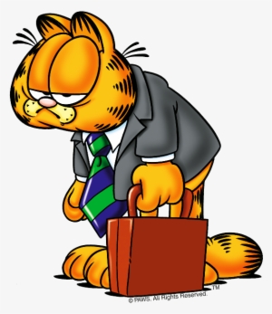 Garfield Holding Briefcase - Good Morning Monday Cartoons