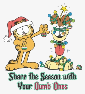 Garfield Share The Season Juniors T-shirt - Garfield And Odie Christmas