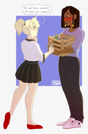 Au Where Pharah Works At Her Family's Flower Shop And - Pharah X Mercy Au