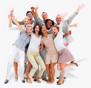Picture Of A Group Of Happy People Hugging And Cheering - Happy People Transparent Background
