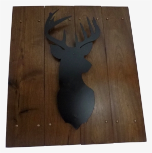 Metal Deer On Walnut Wood Panel Front - Plywood