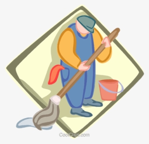 Janitor, Custodian Royalty Free Vector Clip Art Illustration - Janitor Clip Art
