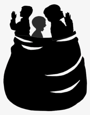 The Silhouette Of Three Children Praying And Screaming - Silhouette
