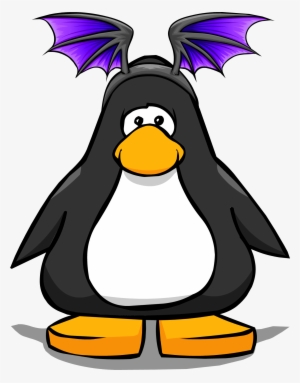 Purple Bat Wings From A Player Card - Club Penguin With Hat