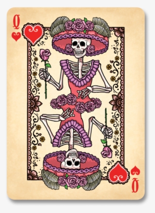 Dia De Los Muertos Bicycle Playing Cards - Mexican Queen Of Hearts Playing Card