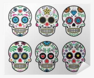 Mexican Sugar Skull, Dia De Los Muertos Icons Set On - Dia De Los Muertos Skeletons Clipart