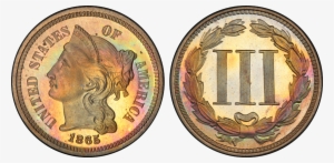 Three Cent Piece 1865 Pcgs Small - 1906