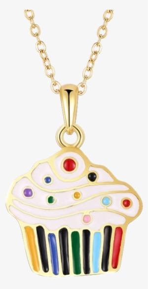 Multi-color Gold Trim Cupcake Necklace - Pandahall Brass Pendant Necklaces, With Opalite, Flat