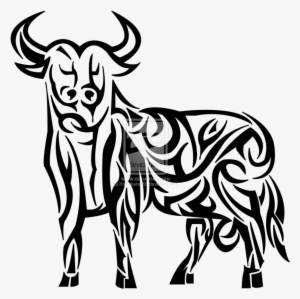 Big Tribal Bull Tattoo - Tribal Bull Tattoo Png