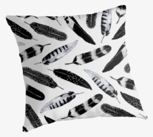 Black And White Feather Pattern Design - Watercolor Painting