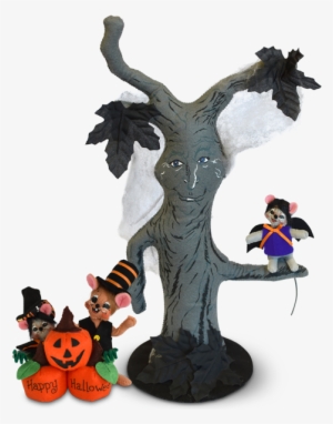 Haunted Tree And Happy Halloween Mice - Annalee Dolls Transparent PNG ...