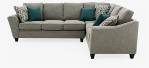 Image For Grey Upholstered Sectional Sofa With Decorative - Couch