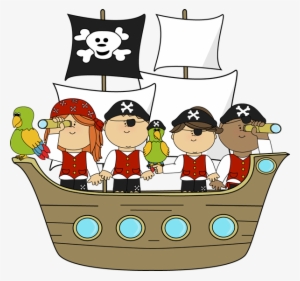 Pirate Ship Clipart - Cartoon Pirates On A Ship