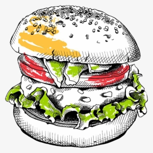 Hamburger Clipart Bacon Cheeseburger - Vector Painted Burgers
