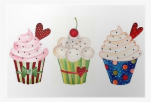 Set Of Cupcake - Clipart Cupcake Watercolor