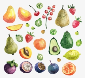 Fruit Painting Apricot Green Avocado Transprent Png - Watercolor Fruits Png Free Download