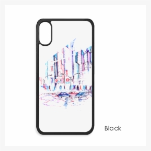 Crowd Cars Skyscraper Watercolor For Iphone X Cases - Mobile Phone Case