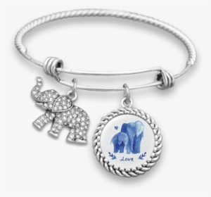 Watercolor Elephants Charm Bracelet - Breast Cancer Bracelets Mom
